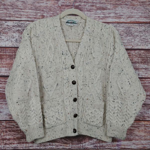 Aran Crafts Fisherman Cardigan Sweater Sz L